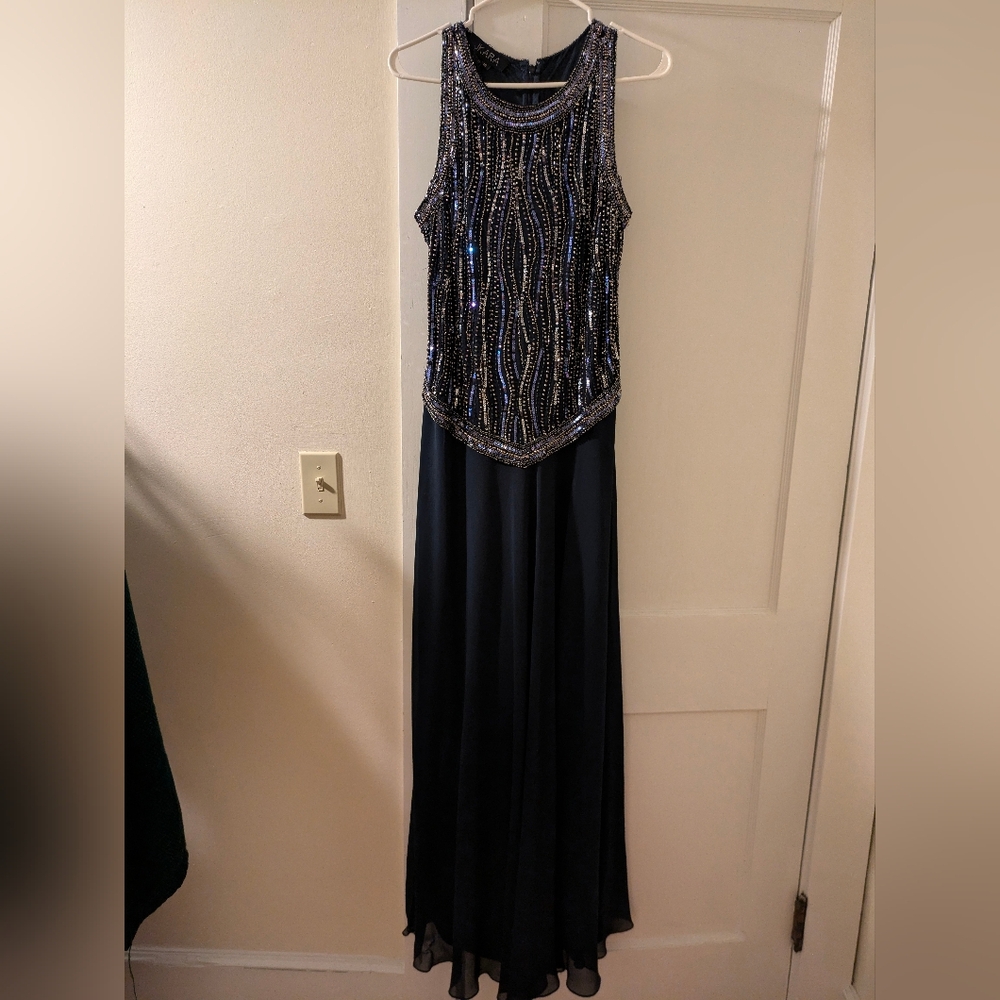 JKARA Beaded Formal Evening Gown